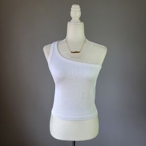 AVOCADO // white soft stretch ribbed one shoulder top